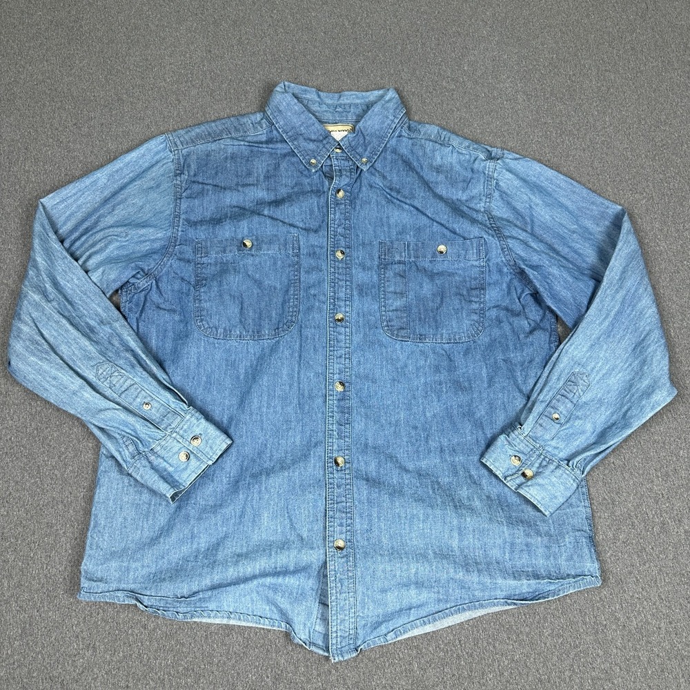 Scandia Woods Denim Shirt Mens Large Blue Chambray Button Down Long Sleeve